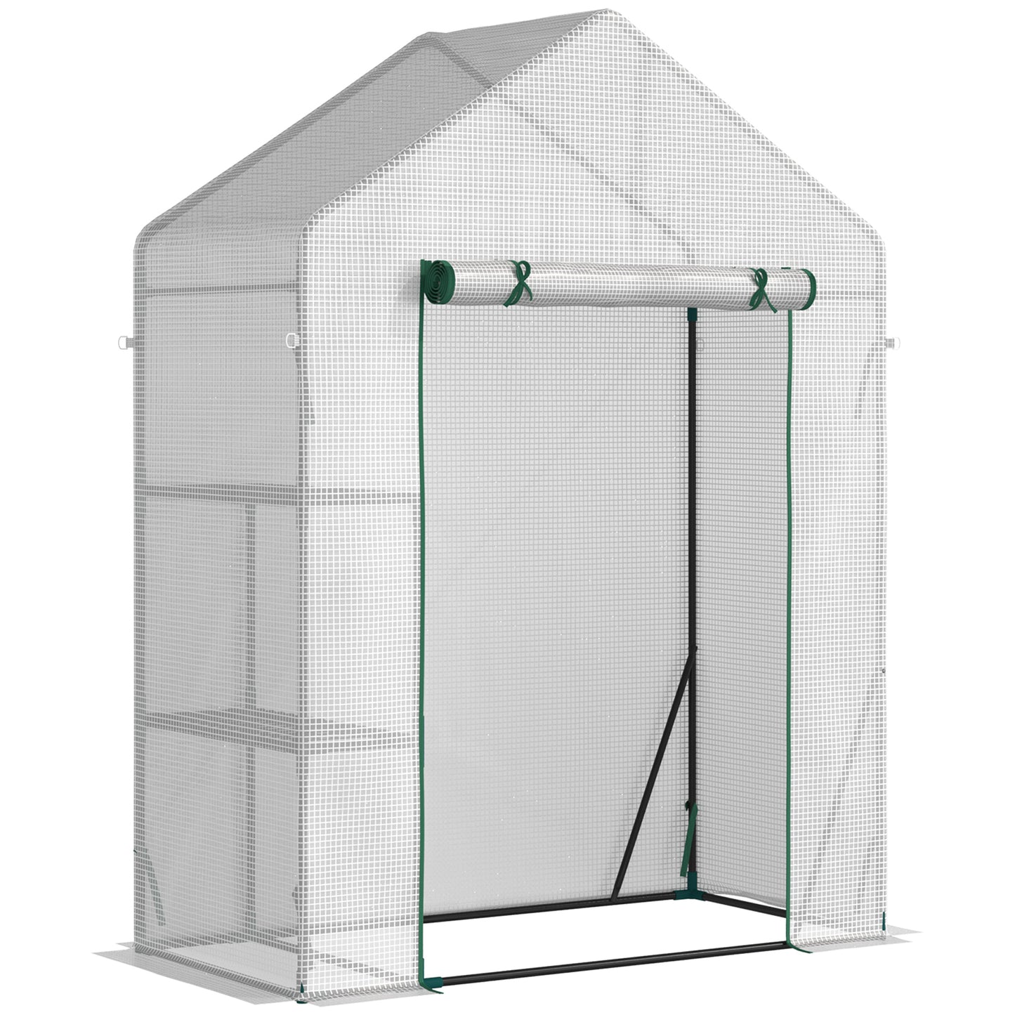 Outsunny 55" x 28" x 75" Walk-in Greenhouse Portable Garden Plant Flower Seed Warm House with 4 Shelves Outdoor Plant Growth Hot House PE Cover Green