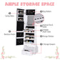 HOMCOM Standing Jewelry Cabinet Organizer Jewelry Armoire with LED Lights, Full Length Mirror, Adjustable Angle, White