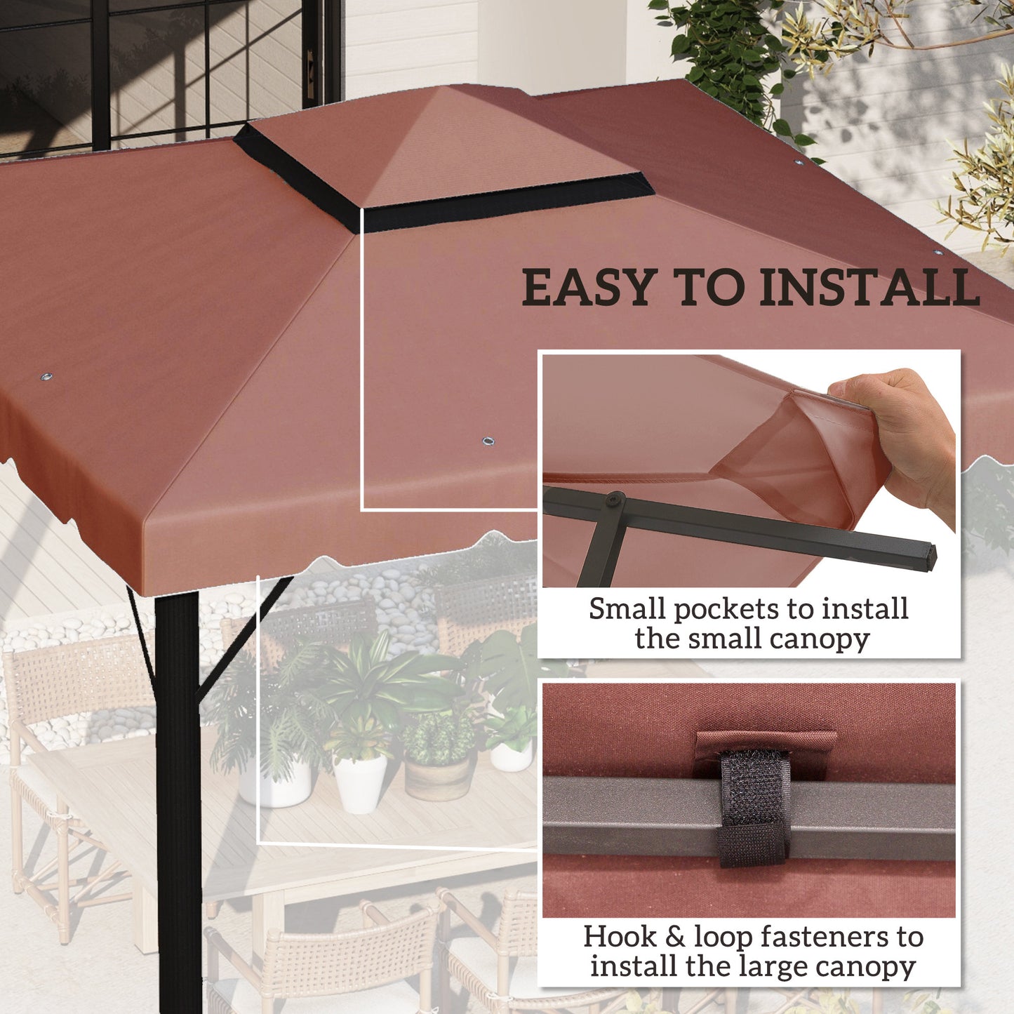Outsunny 10' x 10' Gazebo Replacement Canopy, Gazebo Top Cover with Double Vented Roof for Garden Patio Outdoor TOP ONLY, Beige