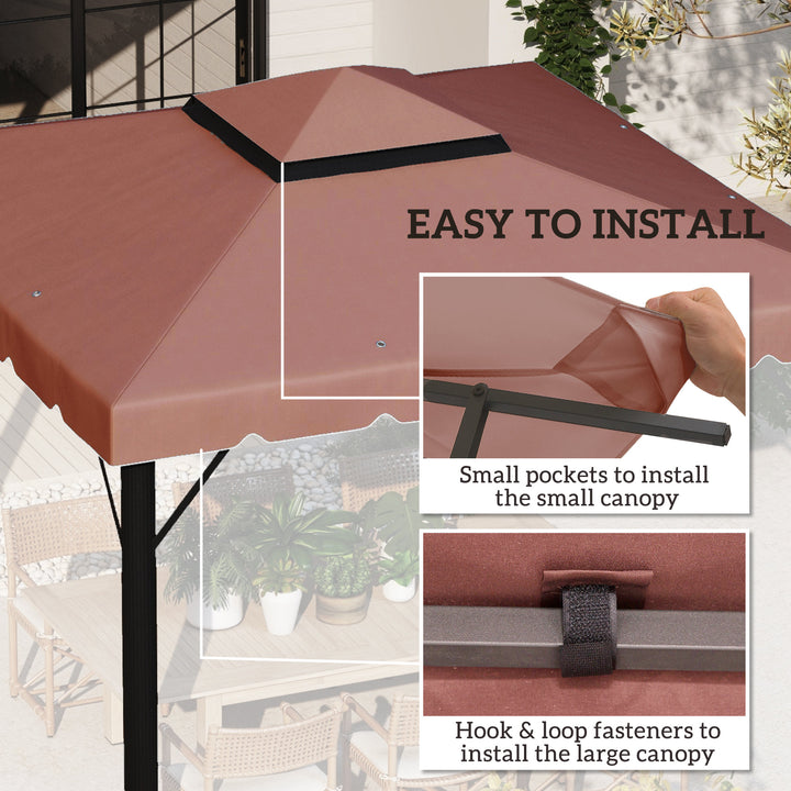 Outsunny 10' x 10' Gazebo Replacement Canopy, Gazebo Top Cover with Double Vented Roof for Garden Patio Outdoor TOP ONLY, Coffee