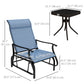 Outsunny 3PCs Gliding Rocking Chair & Bistro Tea Table Set, Light Blue