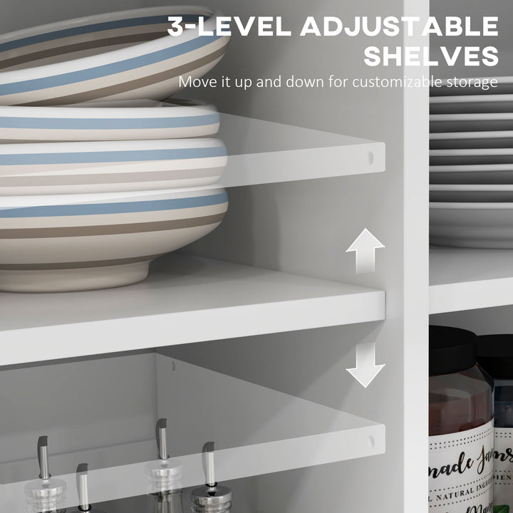 HOMCOM Rolling Kitchen Island with Drop Leaf Wood Breakfast Bar, Farmhouse Kitchen Cart with 2 Drawers, Adjustable Shelves for Dining Room (White)