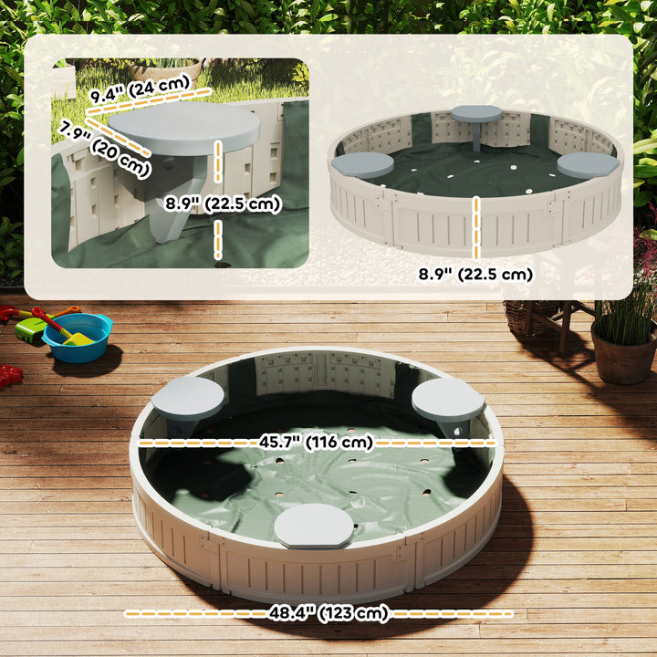 Outsunny Kids Outdoor Sandbox with Cover Waterproof Oxford Canopy, Bottom Fabric Liner, Children Playset for 3-12 years old, Backyard, Brown