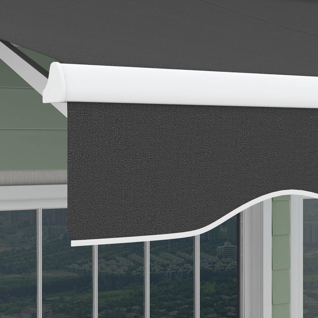 Outsunny 13' x 10' Electric Awning, Retractable Awning Sun Shade Shelter with Remote Controller, Manual Crank Handle and Aluminum Frame, for Deck, Balcony, Yard, Green