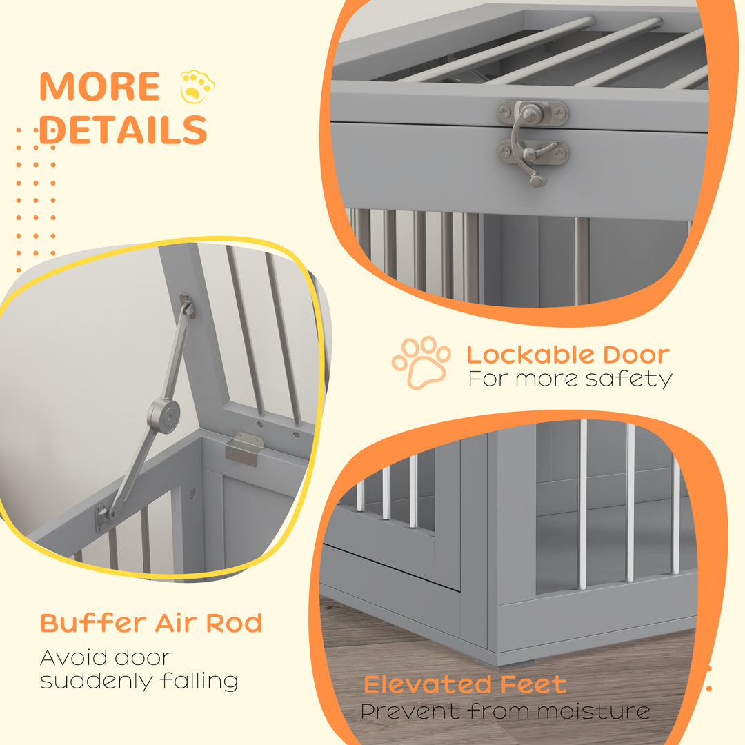 PawHut 31.5" Dog Crate Furniture with Double Doors, for Medium Dogs, White