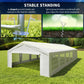 Outsunny 32'x16' Large Patio Gazebo, Steel Party Event Wedding Tent Canopy Carport Garage W/ 4 Removable Sidewalls for Outdoor Parking, White