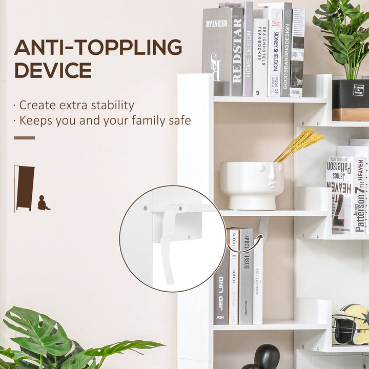 HOMCOM 6-Tier Tall Bookcase, Modern Storage Bookshelf, Display Shelves, Floor Standing Shelving, Display Rack for Living Room, Home Office, White