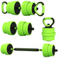Soozier 88lbs 4-in-1 Adjustable Weight Dumbbell Set, Barbell, Kettlebell, Push Up Stand, Green
