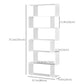 HOMCOM Wooden S Shape Bookcase 6 Shelves Storage Display Home Office Furniture