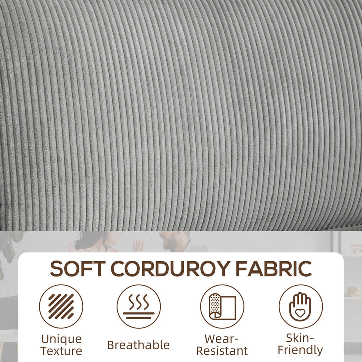 HOMCOM Three Seater Sofa, Fabric 3 Seater Couch with Spring Cushion and Cup Holders for Living Room, Bedroom, Cream White