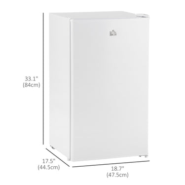 HOMCOM Compact Refrigerator, Mini Fridge with Freezer, Adjustable Shelf, Mechanical Thermostat and Reversible Door, White