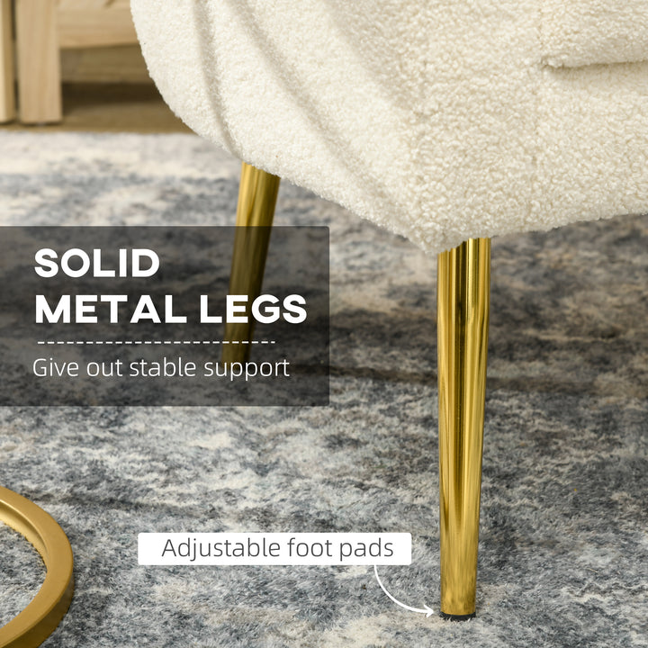 HOMCOM Barrel Accent Chair with Detachable Headrest, Modern Armchair for Living Room, Home Office, Cream White