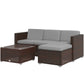 Outsunny 3 Pieces Patio Furniture Set with Cushions, Outdoor PE Rattan Wicker Conversation Corner Sofa Set with Glass Top Table and Adjustable Foot for Garden, Lawn, Cream White
