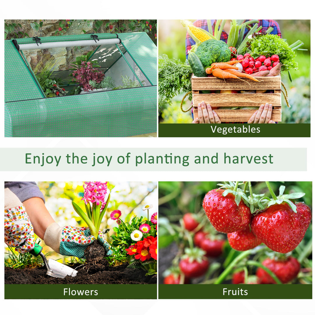 Outsunny 71" x 55" x 32" Mini Greenhouse Portable Hot House for Plants with 2 Large Windows and Ground Nails for Outdoor, Indoor, Garden, Gardening Kit, Green