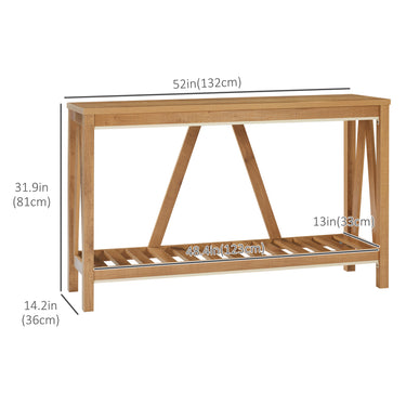 HOMCOM 52" Console Table, Farmhouse Narrow Entryway Table with Storage Shelf, Rustic Sofa Table with Anti-tipper for Living Room and Hallway, Brown