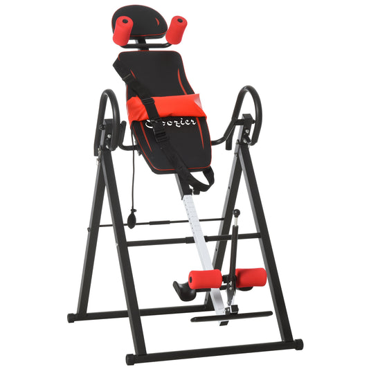 Soozier Folding Inversion Table, 20Â°/40Â°/60Â° Adjustable, with Safety Belt and Waist Pad for Back Pain Relief