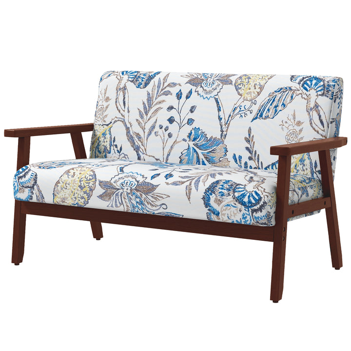 HOMCOM Compact Loveseat Sofa Couch Linen Fabric Double Seat Sofa with Rubber Wood Legs Dark Grey