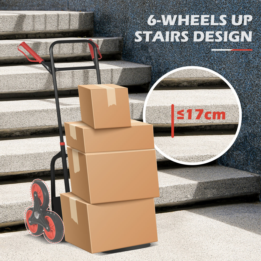 DURHAND 6-Wheels Stair Climber Hand Truck, Dolly Heavy Duty Folding Steel Load Cart with Adjustable Telescoping Handle for Moving, Luggage, Travel & Office, 154lbs Capacity