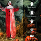 Outsunny Life Size Halloween Animated Clown with Red Light Up Eyes, Sound Activated Scary Halloween Decorations, Battery Operated