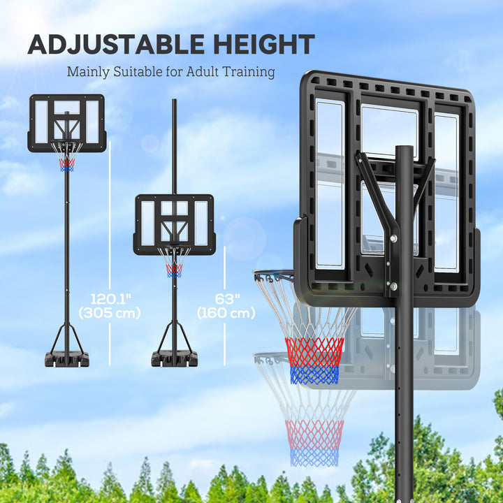 Soozier 5ft-10ft Height Adjustable Basketball Hoop Stand, Portable Basketball System with Wheels and 43" Backboard for Youth Junior
