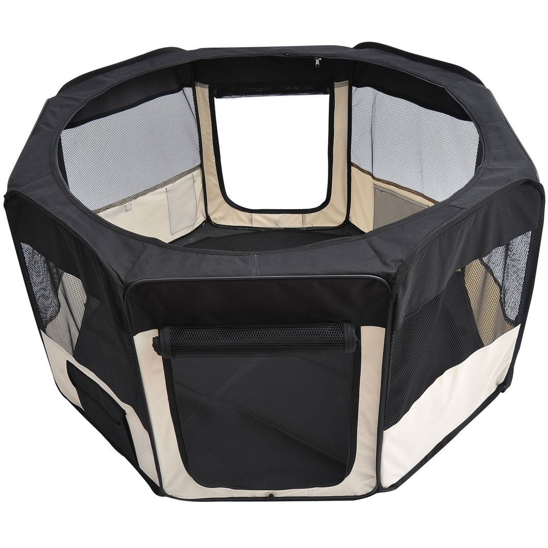 PawHut Puppy Playpen 49.2-inch Soft Pet Playpen Folding Tent Kennel Kitten Playpen Cat Dog Exercise Crate w/ Bag