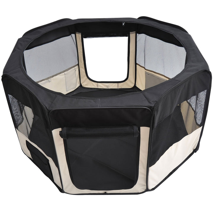 PawHut Puppy Playpen 49.2-inch Soft Pet Playpen Folding Tent Kennel Kitten Playpen Cat Dog Exercise Crate w/ Bag