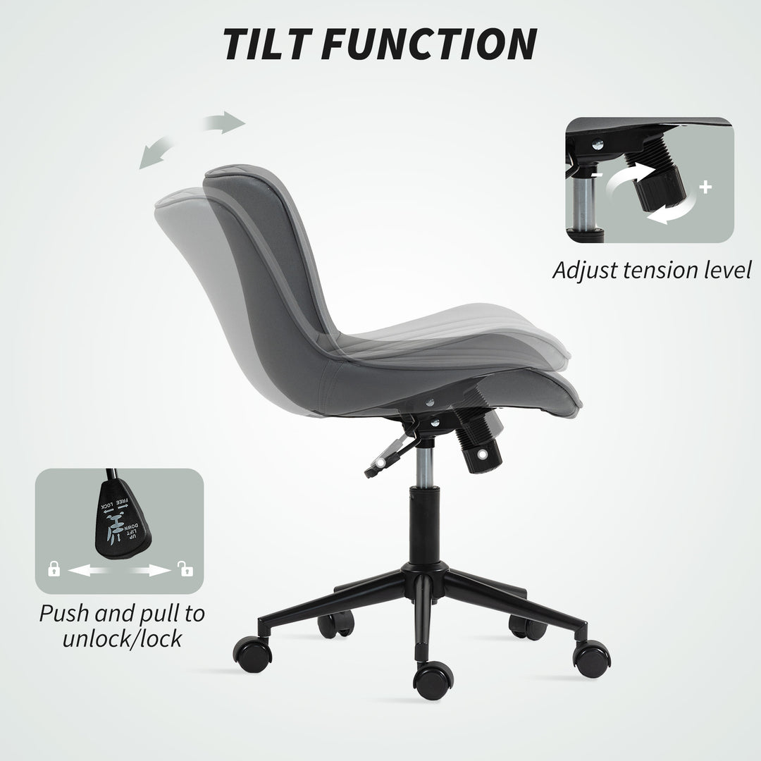 HOMCOM Armless Office Chair, 360° Swivel Desk Chair with Adjustable Height & Tilt Function for Home Office, Study, Dark Green