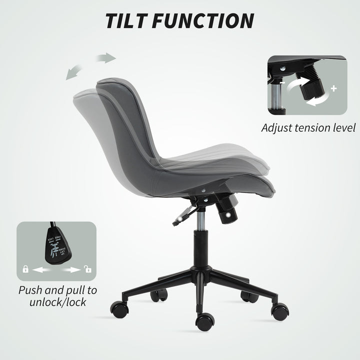 HOMCOM Armless Office Chair, 360° Swivel Desk Chair with Adjustable Height & Tilt Function for Home Office, Study, Dark Green