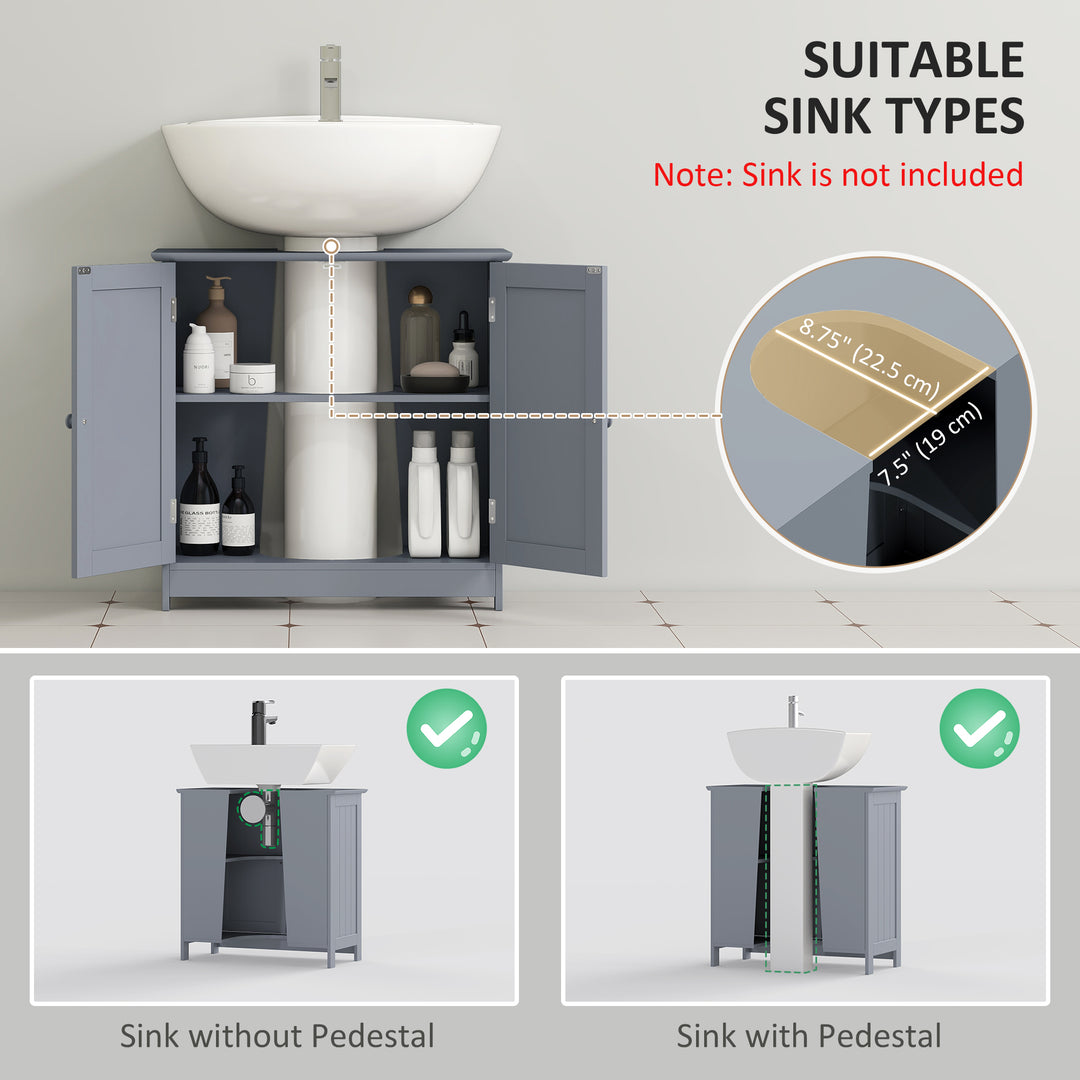 HOMCOM Under Sink Bathroom Cabinet with 2 Doors and Shelf, Pedestal Sink Bathroom Vanity Furniture, White