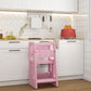 Qaba Toddler Kitchen Helper 2 Step Stool with Adjustable Height Platform and Safety Rail, White