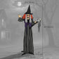 Outsunny Animatronics Standing Witch, Voice-Activated Prop with Skull Staff & Flashing Eyes, Easy Setup Indoor, Orange