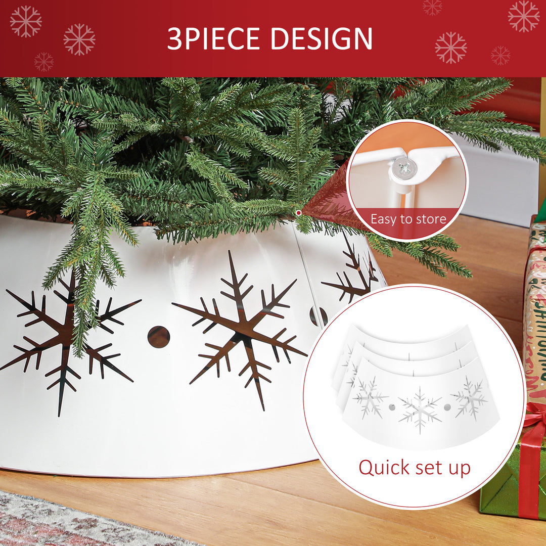 HOMCOM 26" Christmas Tree Base Cover, Christmas Tree Collar with Hollow Snowflake Pattern for Holiday, Party, Silver