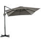 Outsunny 8' x 8' Square Patio Hanging Offset Umbrella with 360Â° Rotation, Aluminum Outdoor Cantilever Parasol with Crank & Tilt, Sun Canopy Shelter with Cross Base, Dark Blue