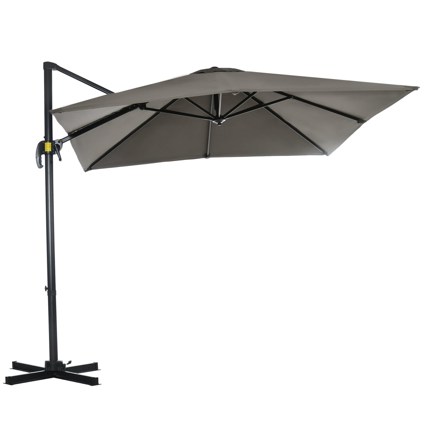 Outsunny 8' x 8' Square Patio Hanging Offset Umbrella with 360Â° Rotation, Aluminum Outdoor Cantilever Parasol with Crank & Tilt, Sun Canopy Shelter with Cross Base, Dark Blue