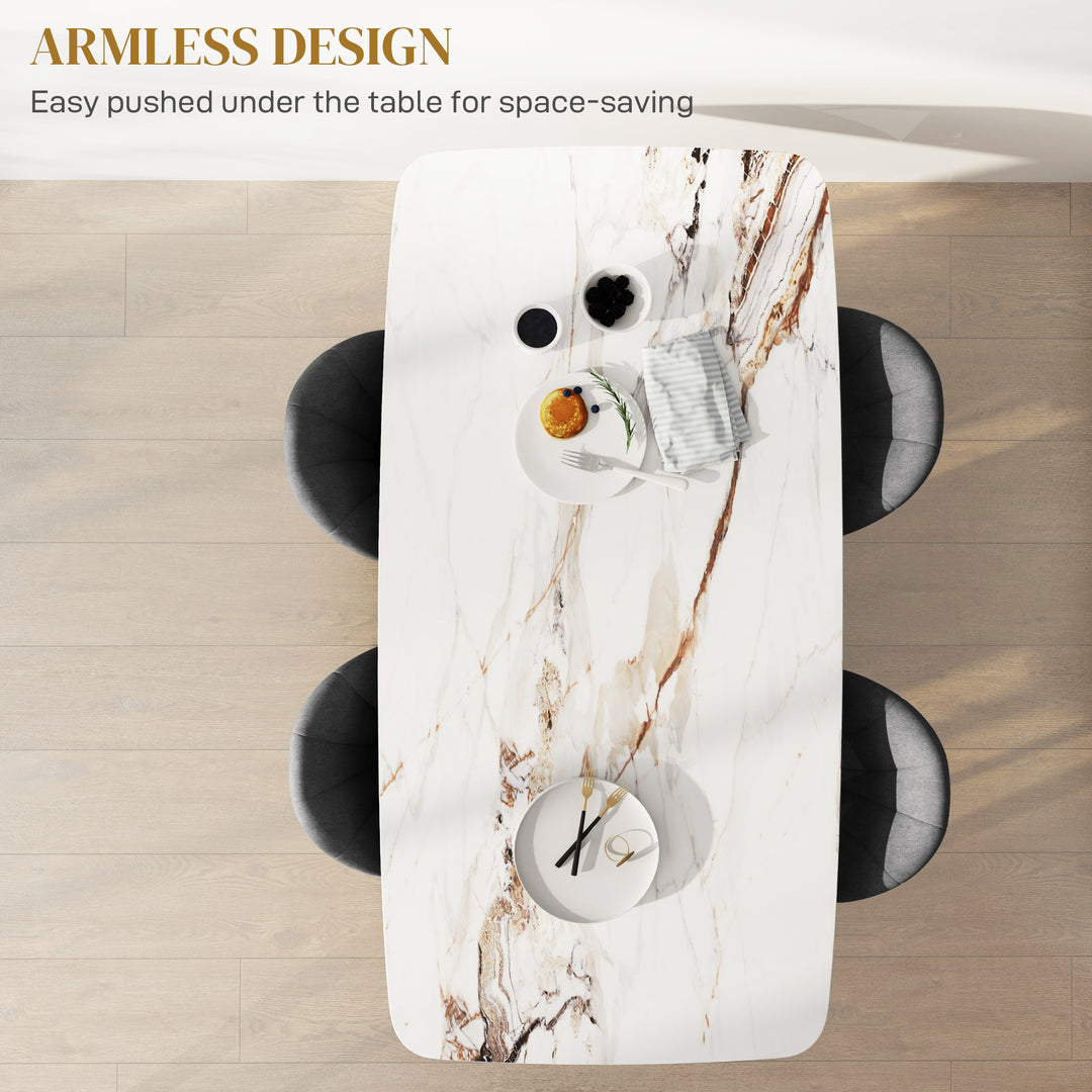 HOMCOM Modern Dining Chairs Set of 4, Upholstered Dining Room Chairs with Metal Legs, Shell Backrest, Padded Seat, Cream White