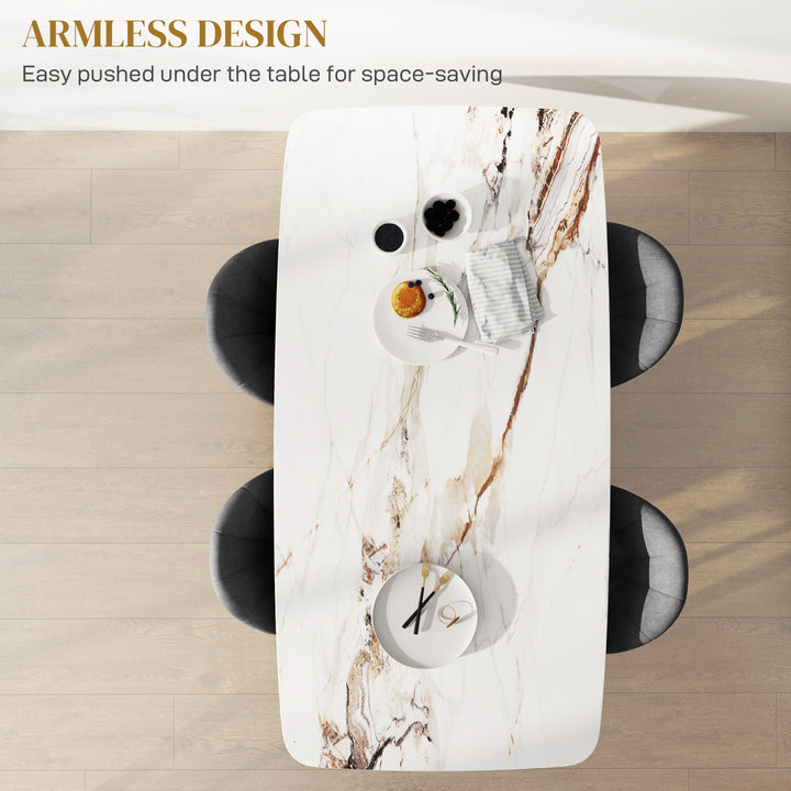 HOMCOM Modern Dining Chairs Set of 4, Upholstered Dining Room Chairs with Metal Legs, Shell Backrest, Padded Seat, Cream White