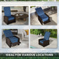 Outsunny Outdoor Rattan Wicker Lounge Chair with Footrest & Soft Cushion for Patio, Garden, Backyard, Sky Blue
