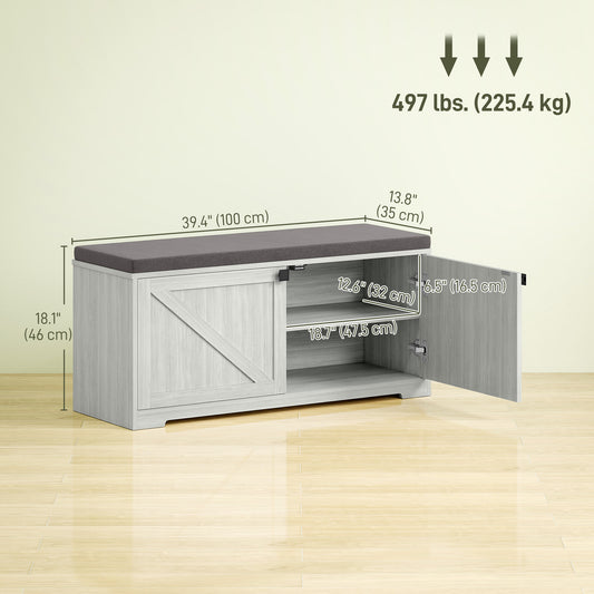 HOMCOM Shoe Storage Bench with Padded Seat, Entryway Bench Holds up to 352 lb, Shoe Organizer, 8 Pairs, Light Grey