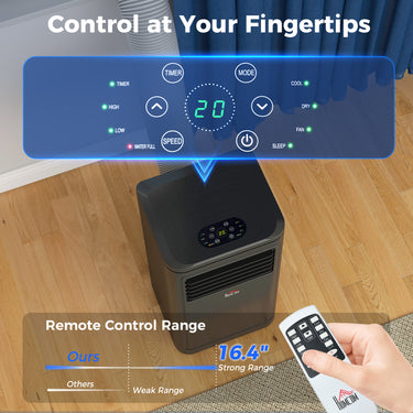 HOMCOM 8000 BTU Portable Air Conditioner with Cooling, Dehumidifier, Remote Control, 24-Hour Timer, Window Mount Kit, Black