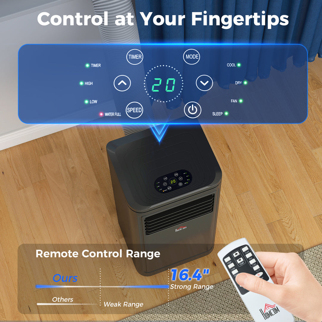 HOMCOM 8000 BTU Portable Air Conditioner with Cooling, Dehumidifier, Remote Control, 24-Hour Timer, Window Mount Kit, Black