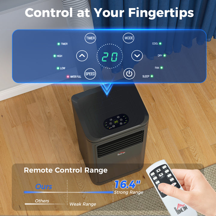 HOMCOM 8000 BTU Portable Air Conditioner with Cooling, Dehumidifier, Remote Control, 24-Hour Timer, Window Mount Kit, Black