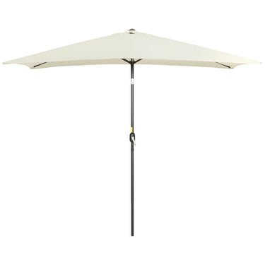 Outsunny 6.5x10ft Rectangle Aluminum Tilt Patio Umbrella, Garden Market Parasol, Outdoor Sunshade Canopy with Crank, Cream White