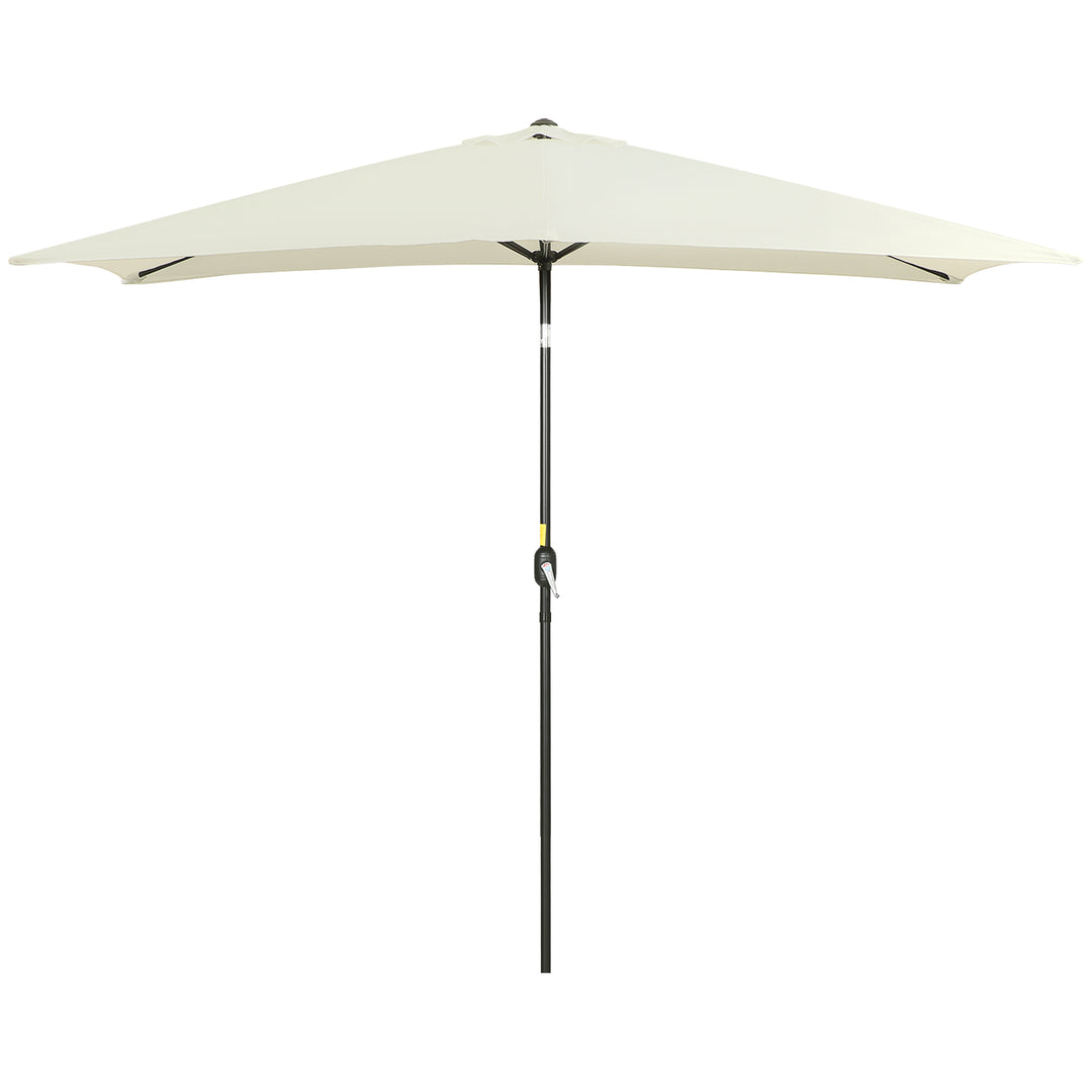 Outsunny 6.5x10ft Rectangle Aluminum Tilt Patio Umbrella, Garden Market Parasol, Outdoor Sunshade Canopy with Crank, Cream White