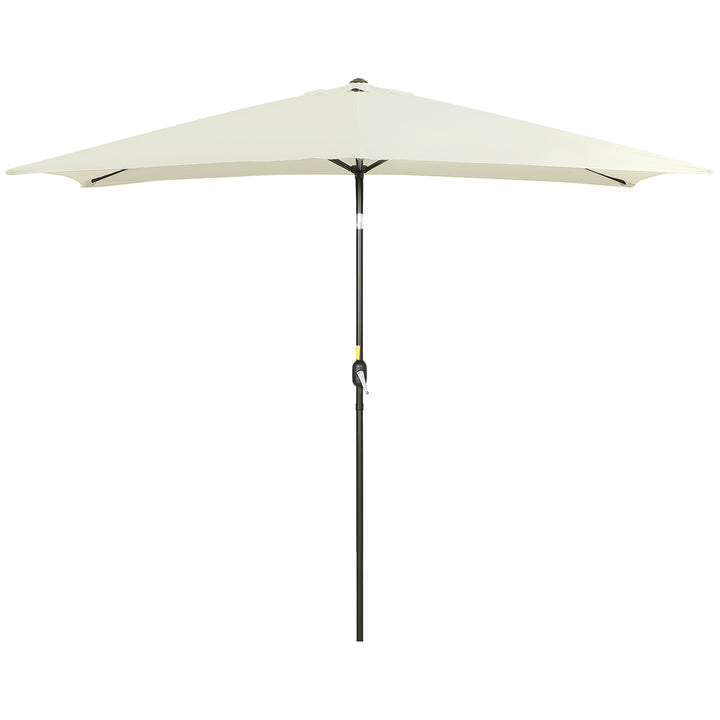 Outsunny 6.5x10ft Rectangle Aluminum Tilt Patio Umbrella, Garden Market Parasol, Outdoor Sunshade Canopy with Crank, Cream White