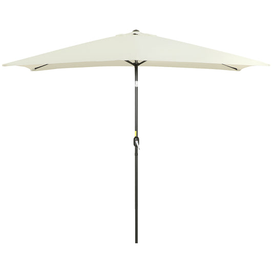 Outsunny 6.5x10ft Rectangle Aluminum Tilt Patio Umbrella, Garden Market Parasol, Outdoor Sunshade Canopy with Crank, Cream White