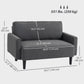 HOMCOM Loveseat Sofa, Linen 2 Seater Sofa Couch with Thick Padded Seat & Backrest for Living Room, Home Office, Dark Grey