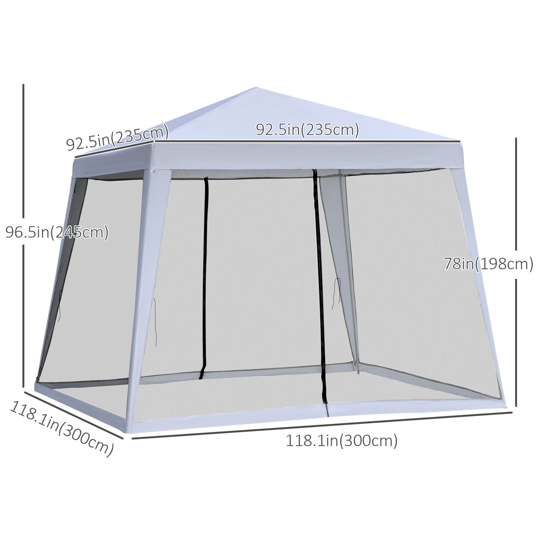 Outsunny 10x10ft Party Tent Canopy with Netting, Patio Screen House Slant Leg Outdoor Gazebo Sun Shade Shelter, Beige