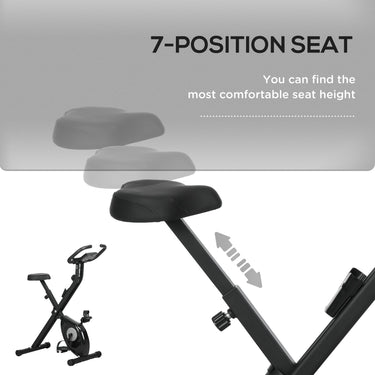 Soozier Foldable Exercise Bike Indoor Stationary Bike w/ 8-Level Magnetic Resistance LCD Screen Phone Holder for Home Gym Black