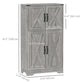 HOMCOM Farmhouse Kitchen Pantry, Freestanding Kitchen Pantry Storage Cabinet with Barn Doors and Adjustable Shelves, Grey