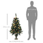 HOMCOM 4FT Pre-Lit Decorated Christmas Tree with Red Berries and Pine Cones Snow Flocked Christmas Tree with LED Lights Green